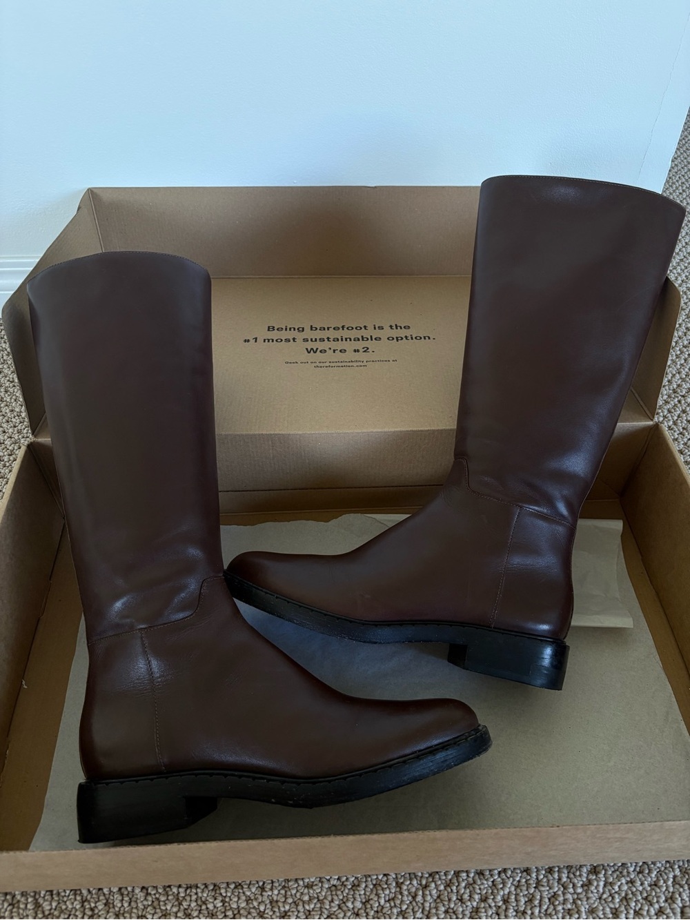 Reformation Nancy Knee High Riding Boot Espresso Brown Leather | 9 US, 39.5 EU - Picture 10 of 16